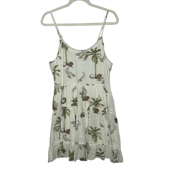 Barok Tropical Palm Tree Print Ivory Babe Doll Mini Dress NWT - Picture 3 of 11